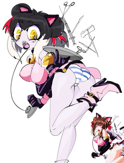 anthro bell bell_collar belt big_breasts breasts butt clothed clothing collar cosplay eyelashes female lipstick low-angle_view makeup nipple_outline nipples non-mammal_breasts non-mammal_nipples nurse panties solo thick_thighs underwear upskirt wide_hips yellow_eyes tobitobi90 odeth_poensis avian bird owl absurd_res hi_res