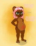 annoyed anthro belly_button_ring dialogue female green_eyes hair piercing pink_hair pregnant pregnant_female solo underage_pregnancy young perpetuate303 bear mammal hi_res