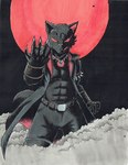 alternative_fashion anthro black_body black_fur fantasy fur goth male night solo supernatural nyghtmar3 nyghtmar3_(fursona) canid canine canis demon mammal monster wolf hi_res traditional_media_(artwork)