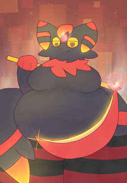 abstract_background ambiguous_gender anthro belly belly_focus big_belly big_butt breasts butt clothing convenient_censorship eyewear fire fusion glasses glowing legwear low-angle_view melee_weapon obese occult_symbol overweight pattern_clothing pattern_legwear pattern_thigh_highs pentagram plant pokemon_fusion polearm scythe solo striped_clothing striped_legwear striped_thigh_highs stripes symbol thigh_highs volcano weapon worm's-eye_view nanabsylve nintendo pokemon crimson_(nanabsylv) eeveelution espeon generation_2_pokemon meowstic_(female) meowstic_(male) pokemon_(species) hi_res male_(lore)