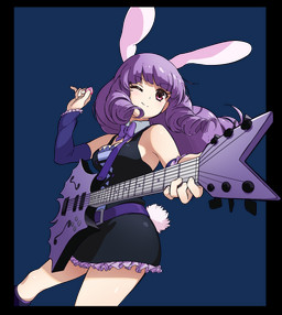 black_clothing black_dress bow_(feature) bow_ribbon bow_tie clothing dress electric_guitar female guitar hair happy long_hair musical_instrument one_eye_closed plucked_string_instrument purple_hair simple_background solo string_instrument suke sanrio show_by_rock!! chuchu_(show_by_rock!!) animal_humanoid humanoid lagomorph lagomorph_humanoid leporid leporid_humanoid mammal mammal_humanoid rabbit rabbit_humanoid absurd_res alpha_channel hi_res