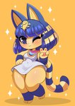 anthro cat_tail female one_eye_closed short_stack solo thick_thighs wide_hips wink thedeirdre96 animal_crossing nintendo ankha_(animal_crossing) domestic_cat felid feline felis mammal absurd_res hi_res