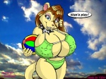 4:3 5_fingers anthro badgerben ball beach_ball big_breasts bikini black_collar blue_beach_ball blue_eyes breasts brown_hair clothed clothing cloud collar copyright_symbol ear_piercing felid female fingers front_view fur green_beach_ball green_bikini green_clothing green_swimwear hair holding_beach_ball holding_object huge_breasts inflatable lion long_hair looking_at_viewer mammal nipple_outline outside panthera_leo_(character) pantherine piercing pink_nose portrait rape_face red_beach_ball skimpy sky skyscape slim slim_anthro slim_female smile smirk snout solo spiked_collar spikes standing swimwear symbol tail teeth three-quarter_portrait wallpaper wide_hips yellow_beach_ball yellow_body yellow_fur yellow_tail