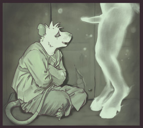 animal_genitalia animal_penis anthro bodily_fluids border bottomwear brown_border caprine_genitalia caprine_penis clothing crying detailed_background digitigrade duo erection faceless_anthro faceless_character faceless_male genitals grin hooves male male/male male_anthro notched_ear padded_room padded_walls pants penis restrained restraints sitting smile standing straitjacket submissive submissive_anthro submissive_male tears translucent translucent_body contort_desire toilet_(contort_desire) bovid caprine ghost mammal murid murine rat rodent sheep spirit absurd_res hi_res