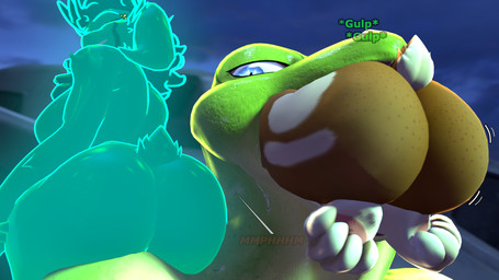 anthro big_butt brown_body butt butt_shot female green_body group hologram male oral_vore shaking size_difference tail trio unwilling_prey vore kylebobby petruz_(modeler) warfaremachine_(modeler) holly_zanzibar amphibian frog lagomorph leporid mammal rabbit absurd_res hi_res