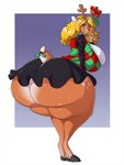 anthro antlers big_breasts big_butt blonde_hair bottom_heavy bottomwear breasts butt clothing female hair holly_(plant) holly_on_tail hooves horn huge_breasts huge_butt huge_hips huge_thighs hyper hyper_butt hyper_hips hyper_thighs kiss_my_ass long_hair mistletoe plant skirt smile solo sweater thick_thighs topwear underbutt wide_hips spiralingstaircase deltarune undertale_(series) noelle_holiday deer mammal new_world_deer reindeer 3:4 absurd_res digital_media_(artwork) hi_res