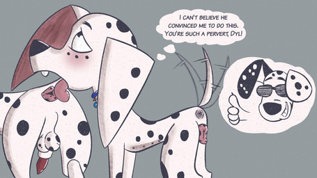 anal animal_genitalia animal_penis animal_vulva anus balls black_nose blush canine_genitalia canine_penis canine_vulva collar duo eyewear female female_rimming_male feral genitals male male/female oral penis rimming sex spots sunglasses text tongue tongue_out toony vulva soggygoat 101_dalmatian_street 101_dalmatians disney dolly_(101_dalmatians) dylan_(101_dalmatians) canid canine canis dalmatian domestic_dog mammal 16:9 english_text hi_res widescreen