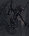 4_arms anthro black_body breasts claws fangs featureless_breasts featureless_crotch female medium_breasts multi_arm multi_limb nude nude_anthro nude_female solo tail teeth oleg_bulakh wraith_(evolve) alien monster 2024 hi_res story story_in_description