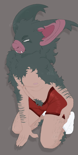big_ears body_hair clothed clothing fluffy footwear hand_on_butt hand_on_ground happy_trail kneeling male nipples pubes socks solo underwear underwear_only cloudy_hyena dispatch sonar_(dispatch) animal_humanoid bat bat_humanoid humanoid hybrid mammal mammal_humanoid hi_res