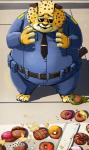 4_fingers anthro belt claws clothing dessert doughnut eyebrows eyewear fingers food hidden_mickey male male_anthro necktie overweight overweight_anthro overweight_male pastry police police_uniform raised_inner_eyebrows sad solo sunglasses toe_claws uniform whiskers inubikko disney zootopia benjamin_clawhauser cheetah felid feline mammal