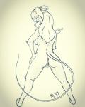 anthro butt female genitals pussy solo zipper moonlynxx chip_'n_dale_rescue_rangers disney gadget_hackwrench 4:5 hi_res monochrome portrait sketch