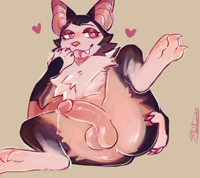 4_toes anthro balls big_butt bodily_fluids butt claws feet fluffy fluffy_chest genital_fluids genitals heart_symbol hindpaw holding_butt leaking_precum male paws penis precum presenting presenting_penis solo toes tongue tongue_out sherlock-catt bat leaf-nosed_bat mammal microbat vampire_bat yangochiropteran hi_res