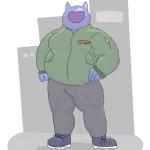 1:1 2018 anthro aquatic_gastropod bulge clothed clothing front_view full-length_portrait fully_clothed gastropod hands_on_hips male marine mollusk nintendo obese obese_anthro obese_male overweight overweight_anthro overweight_male portrait sea_angel sea_slug simple_background slug solo splatoon standing white_background winter_coat zealman