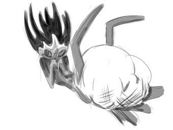 ambiguous_gender anthro clothed clothing diaper feces legs_up lying on_back simple_background soiled_diaper solo spiked_head unclean_diaper used_diaper wearing_diaper ramennoodsart hollow_knight:_silksong hollow_knight_(franchise) team_cherry phantom_(hollow_knight:_silksong) arthropod insect 4:3 digital_media_(artwork) hi_res monochrome