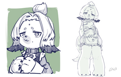 3_fingers 3_toes anthro asian_clothing black_hair black_nose circle_eyebrows claws clothing collar east_asian_clothing eyebrows feet female finger_claws fingers forehead_gem front_view frown fur gem hair half-closed_eyes loli looking_aside looking_down low-angle_view markings mole_(marking) mole_on_cheek multicolored_hair multiple_angles narrowed_eyes pawpads paws simple_background solo toe_claws toes white_body white_fur white_hair young young_anthro young_female makibtaa mihoyo zenless_zone_zero cairn_(zenless_zone_zero) canid canine canis domestic_dog mammal pekingese thiren toy_dog 2025 detailed digital_drawing_(artwork) digital_media_(artwork) hi_res monochrome signature widescreen