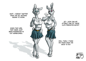 abs anthro belt big_breasts bottomwear breasts clothing costume duo female miniskirt nipple_outline nipples school_uniform seductive skirt slim small_waist text uniform uniforms wide_hips haseth deer mammal absurd_res english_text hi_res