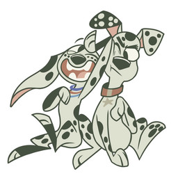 angry black_ears black_nose black_spots blue_collar collar duo female feral freckled_face freckles fur heterochromatic_ears laugh leg_markings male male/female markings one_eye_closed orange_collar pawpads pink_inner_ear red_collar socks_(marking) spots star toony white_body white_fur white_spots kyrakupetsky 101_dalmatian_street 101_dalmatians disney dolly_(101_dalmatians) dylan_(101_dalmatians) canid canine canis dalmatian domestic_dog mammal 2019