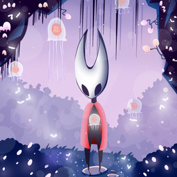 2_horns ambiguous_gender biped black_body black_eyes clothing floating grass horn outside plant red_clothing solo standing verfa hollow_knight_(franchise) team_cherry hornet_(hollow_knight) aquatic arthropod cnidarian jellyfish medusozoan 1:1 hi_res female_(lore)