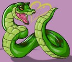 after_transformation fangs female feral heart_symbol lips looking_at_viewer nude open_mouth scales smile solo tail teeth text tongue tongue_out toonvasion reptile scalie snake 2015 english_text