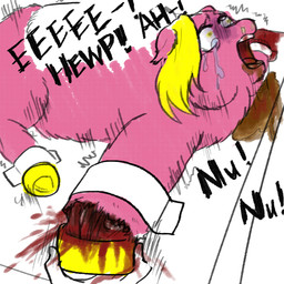 abuse animal_abuse blonde_hair blood bodily_fluids bound crying dialogue duo exposed_muscle feral foreshortening fur gore hair hooves i_can't_believe_it's_not_feces lying mutilation on_front open_mouth pain pink_body pink_fur screaming shaking snot suffering tears teeth text torture trembling vomit yellow_hooves young young_feral yellowcottoncandy030 fluffy_pony fluffy_pony_(species) human mammal 1:1 2025 english_text hi_res
