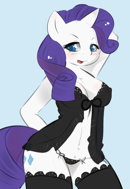 2014 anthro anthrofied blue_background blue_eyes blush cleavage clothed clothing cutie_mark equine female friendship_is_magic hair horn horse mammal my_little_pony open_mouth panties plain_background pony pose purple_hair rainbowclops rarity_(mlp) solo stockings underwear unicorn white_body
Rating: Questionable
Score: 6
User: lemongrab
Date: March 07, 2014