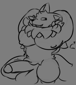 arms_back balls big_balls big_penis crouching genitals male muscular muscular_male neck_tuft nipples pecs penis presenting presenting_balls presenting_pecs presenting_penis tuft henrique_rick mythology heq canid canine canis mammal mythological_canine mythological_creature werecanid werecanine werecreature werewolf wolf monochrome sketch