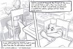 anthro candy candy_bar canid canine canis comic desk dessert duo_focus english_text faf fafcomics female food fox furniture greyscale group hetty_(faf) male mammal monochrome school slightly_chubby table text wolf