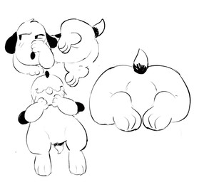 anthro blep blush butt embarrassed featureless_crotch hand_on_face male null paws presenting raised_paw rear_view solo spread_legs spreading tongue tongue_out freakpaws peanuts_(comic) snoopy beagle canid canine canis domestic_dog hunting_dog mammal scent_hound
