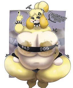 alternative_fashion angry anthro areola areola_slip barely_contained barely_contained_breasts belly big_areola big_belly big_breasts black_eyeshadow blotchy_areola blush bodily_fluids bracelet breasts clothed clothing collar cross-popping_vein dialogue emanata eyelashes eyeshadow female frustrated frustration_cloud gesture goth hand_gesture huge_areola huge_breasts huge_hips huge_thighs jewelry long_eyelashes makeup middle_finger motion_lines obese overweight skimpy solo spiked_bracelet spiked_collar spikes sweat sweaty_belly talking_to_viewer text text_on_clothing text_on_topwear thick_thighs topwear wide_hips crowundeadcat animal_crossing nintendo isabelle_(animal_crossing) canid canine canis domestic_dog mammal shih_tzu toy_dog hi_res spanish_text translated