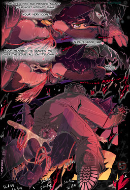 abdominal_bulge anthro anthro_penetrated armwear bodily_fluids bottomwear breasts clothed clothed_sex clothing cum cum_expulsion cum_inside deep_penetration dialogue dominant dominant_human dominant_male duo elbow_gloves female female_penetrated from_behind_position fucked_silly genital_fluids genitals gloves good_girl green_eyes hair handwear heart_symbol huge_penetration human_on_anthro human_penetrating human_penetrating_anthro inner_ear_fluff internal interspecies legwear makeup male male/female male_penetrating male_penetrating_female mascara muffled_moaning occult_symbol open_bottomwear open_clothing open_pants pants penetration penis pentagram pentagram_tattoo prone_bone_position raised_clothing raised_topwear rear_view running_makeup running_mascara sex sex_after_cumming short_hair side_view size_difference small_breasts smaller_penetrated submissive submissive_anthro submissive_female symbol tattoo tears tears_of_pleasure text thick_thighs thigh_highs topwear tube_top tuft wide_hips flavoursarthole domestic_cat felid feline felis human mammal 2026 comic english_text hi_res