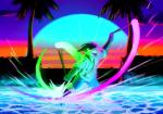 anthro clothed clothing glowsticking glowstringing male neon open_mouth palm_tree plant poi smile solo sun sunset swimming_pool tree sexotheque kaluphee kobold scalie 2018 digital_drawing_(artwork) digital_media_(artwork)