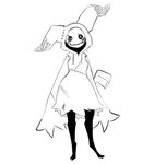 angular anthro anthrofied black_eyes breasts clothing empty_eyes female hoodie long_arms looking_at_viewer oversized_clothing slim small_breasts smile solo topwear wide_hips jinx_doodle nintendo pokemon generation_7_pokemon mimikyu pokemon_(species) 2021 cross-hatching hatching_(art) hi_res monochrome shaded sketch