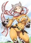 belt breasts camel_toe clothed clothing cloud curvy_figure cute_fangs day female gloves grass hair handwear jewelry knife looking_at_viewer navel necklace one_eye_closed outside plant pose ribbons sky smile solo standing teeth text tight_clothing voluptuous white_hair wide_hips wink yellow_eyes bayeuxman xenoblade_(series) xenoblade_chronicles xenoblade_chronicles_2 nia_(xenoblade) animal_humanoid blade_(xenoblade) felid felid_humanoid gormotti humanoid mammal mammal_humanoid 2018 digital_media_(artwork) hi_res url