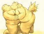 2014 anthro arm_around_shoulders bear belly bulge butt canid canine canis domestic_dog duo embrace eyes_closed french_kissing hand_holding hug kissing kneeling licking male male/male mammal moobs overweight overweight_male shimm simple_background tongue tongue_out