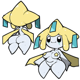 belly big_breasts big_butt breasts butt eye_markings eyelashes featureless_crotch female female_humanoid front_view markings multiple_angles not_furry nude pasties pokemorph rear_view shortstack shortstack_female simple_background smile solo standing star_pasties thick_thighs white_background wide_hips omoitukan nintendo pokemon generation_3_pokemon humanoid jirachi legendary_pokemon pokemon_(species) 1:1 2021 digital_media_(artwork) multiple_images