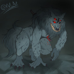 4_eyes all_fours anthro blood blue_body blue_fur bodily_fluids breasts chest_tuft claws crouching fangs female fur leaning mane melee_weapon multi_eye muscular muscular_anthro muscular_thighs red_eyes scar simple_background solo sword tail teeth tuft weapon wolf_ears xvi_art fear_and_hunger mythology moonless animal_humanoid canid canid_humanoid canine canine_humanoid canis humanoid mammal mammal_humanoid mythological_canine mythological_creature werecanid werecanine werecreature werewolf wolf wolf_humanoid 1:1 hi_res