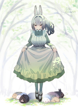 animal_ears breasts clothed clothed_female clothed_humanoid clothing clothing_lift dress dress_lift female female_focus female_humanoid feral footwear fully_clothed fully_clothed_female fully_clothed_humanoid group hair humanoid_focus light_body light_skin shoes solo_focus libre1907 animal_humanoid humanoid lagomorph lagomorph_humanoid leporid leporid_humanoid mammal mammal_humanoid rabbit rabbit_humanoid hi_res