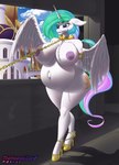 anthro anthrofied areola belly big_belly big_breasts breasts chain chain_leash clothing collar feathers female footwear high_heels horn leash navel nipples nude outie_navel pink_areola pink_nipples pregnant pregnant_anthro pregnant_female shoes slave solo white_body white_feathers wings thehuskylord friendship_is_magic hasbro my_little_pony mythology princess_celestia_(mlp) equid equine horse mammal mythological_creature mythological_equine pony winged_unicorn hi_res