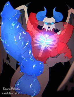 anthro balls big_balls big_penis bone demonic genitals heart_symbol horn huge_balls huge_penis hyper hyper_balls hyper_genitalia hyper_penis male membrane_(anatomy) membranous_wings muscular muscular_anthro muscular_male penis size_difference size_play skull skull_head solo throbbing throbbing_penis translucent translucent_penis wings kapralpelikan kinktober kinktober_2025 2025 2d_animation animated digital_media_(artwork) high_framerate motion_tweening no_sound short_playtime video