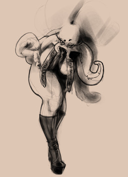 anthro big_breasts boots breasts clothing female female/female footwear high_heeled_boots high_heels minimal_clothing platform_boots platform_footwear platform_heels pseudo_hair shoes solo suggestive_pose tentacle_hair tentacles thick_thighs tongue tongue_out wide_hips dmowodm aquatic cephalopod coleoid kraken mind_flayer mollusk octopodiform octopus hi_res sketch