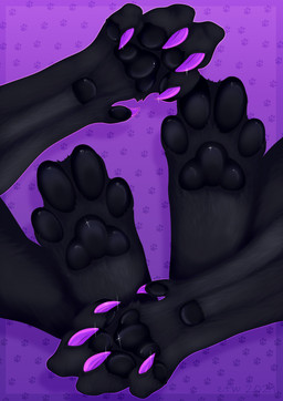 ambiguous_gender black_body black_fur black_pawpads claws feet feral finger_claws foot_focus fur pattern_background pawpads paws simple_background solo zhekathewolf felid feline mammal pantherine 2021 hi_res