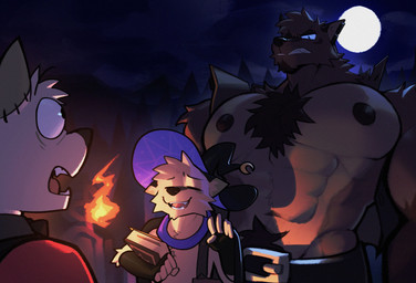 5_fingers abs anthro barazoku biceps black_clothing black_eyes black_fingerless_gloves black_gloves black_handwear black_nipples blue_sclera body_hair book brown_body brown_fur chest_hair clothing evergreen_tree eyes_closed fangs fingerless_gloves fingers fire forest full_moon fur gloves gloves_(marking) group hair handwear hat headgear headwear holding_book holding_object holidays male male_anthro markings moon multicolored_body multicolored_fur muscular muscular_anthro muscular_male night nipples open_mouth pecs piercing pine_tree plant pubes purple_sclera ring_piercing shirtless_male silver_piercing silver_ring_piercing smile stitched_body surprised teeth tree trio white_body white_fur witch_hat rygel_spkb halloween mythology milo_(rygel_spkb) sebastien_(rygel_spkb) yoby_(rygel_spkb) canid canine canis domestic_dog mammal mythological_canine mythological_creature werecanid werecanine werecreature werewolf wolf 2025 hi_res