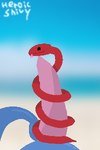 2:3 background_text blep digital_media_(artwork) duo earthbound_(series) feral genitals heroic_snivy hi_res male male/male nintendo penis pixel_(artwork) reptile rope_snake scalie smirking_at_partner snake tail tail_around_penis tail_fetish tail_play tongue tongue_out watermark