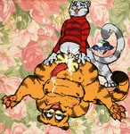 anthro artist_logo bodily_fluids clothing crying cum cum_inside domestic_cat duo felid felidae feline felis floral_background floral_print forced fritz_the_cat fritz_the_cat_(character) garfield_(series) garfield_the_cat genital_fluids hands_behind_back hi_res logo looking_pleasured looking_scared male male/male mammal pain painful_penetration pawpads rape spread_legs spreading sweater tail tears tongue tongue_out topwear turtleneck yelling yonnixart