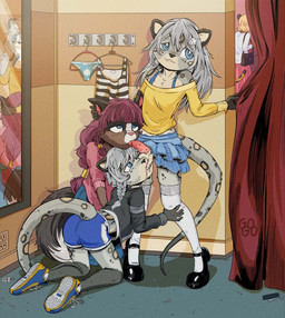 adolescent adolescent_on_adolescent animal_genitalia animal_penis anthro ball_suck balls bite biting_lip biting_own_lip blush bodily_fluids bottomwear clothed clothed_sex clothing crossdressing curtains erection feline_genitalia feline_penis fellatio female female_penetrated femboy footwear fur genitals group group_sex hair hand_on_head holding_curtain kneeling male male/female male_penetrating male_penetrating_female mirror narrowed_eyes no_underwear oral oral_penetration pants penetration penile penile_spines penis red_clothing reflection saliva saliva_on_balls self_bite sex shirt shoes shorts skirt socks standing sucking tail threesome topwear trio young young_anthro young_female young_male young_on_young gogogrey jade_(lunarciph) ocelotte_(lunarciph) domestic_cat felid feline felis hybrid mammal mustelid otter pantherine snow_leopard digital_media_(artwork) hi_res brother_(lore) brother_and_sister_(lore) incest_(lore) sibling_(lore) sister_(lore) twincest_(lore) twins_(lore)