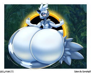 5_fingers anthro areola big_butt black_areola black_nipples border bottom_heavy breasts bubble_butt butt butt_focus detailed_background female female_anthro fern fingers fur glistening glistening_butt grey_body grey_fur half-closed_eyes huge_butt hyper hyper_butt long_tail looking_at_viewer looking_back looking_back_at_viewer motion_lines narrowed_eyes nipples nude portal purple_eyes rear_view smile smiling_at_viewer solo tail tail_around_butt white_border cornchip21 cricket-inc idw_publishing sega sonic_the_hedgehog_(comics) sonic_the_hedgehog_(idw) sonic_the_hedgehog_(series) tangle_the_lemur lemur mammal primate ring-tailed_lemur strepsirrhine 2026 colored digital_drawing_(artwork) digital_media_(artwork) hi_res shaded