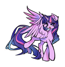 female feral horn looking_at_viewer open_mouth simple_background smile smiling_at_viewer solo walking wings alus friendship_is_magic hasbro my_little_pony mythology twilight_sparkle_(mlp) equid equine mammal mythological_creature mythological_equine winged_unicorn hi_res