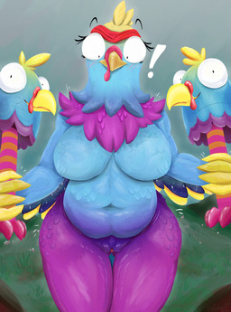 anthro beak breasts feathers female multicolored_body purple_body purple_feathers solo thick_thighs two_tone_body urefunest epic_games fortnite budge_(fortnite) avian bird budgerigar loriinae parakeet parrot true_parrot 2026 absurd_res digital_media_(artwork) hi_res signature