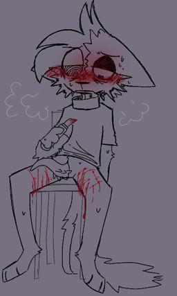 andromorph blood blush bodily_fluids breath cutting erection femboy gore intersex looking_pleasured male panting self-harm sitting solo tentacles pyr0saurus remmie_(pyr0saurus) domestic_cat felid feline felis mammal 3:5 hi_res