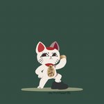 anthro biped collar female green_background semi-anthro simple_background solo throwing_object white_body sytrix23 dandadan maneki-neko turbo_granny_(dandadan) domestic_cat felid feline felis mammal animated loop